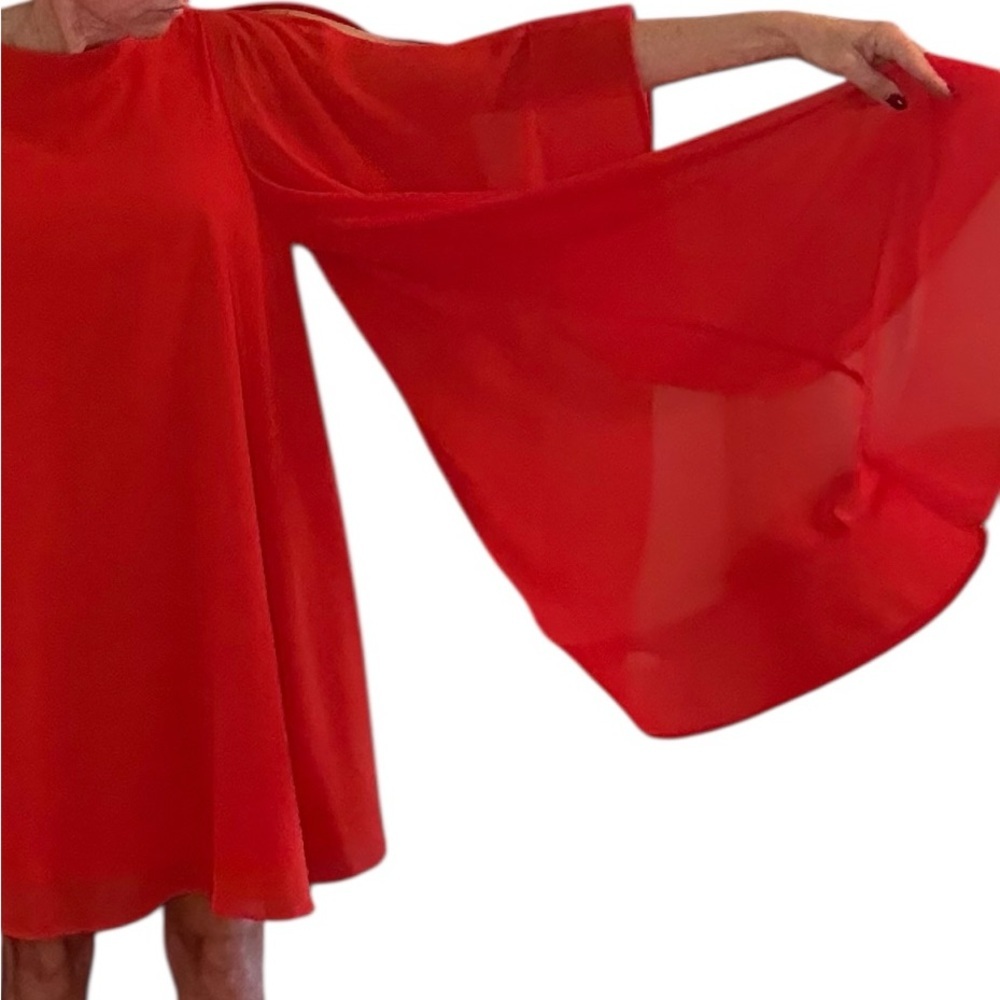 NWT Gracia Vibrant Red Mini Bat Sleeve Dress Size S